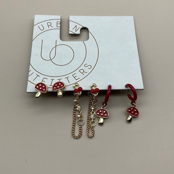UO Icon Rhinestone Earring Set, Red/Gold, NWT - Picture 5 of 5